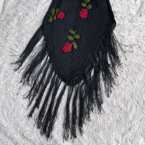 Cache crochet beaded rose floral embroidered maxi dress cocktail fringe hem S - Picture 9 of 17